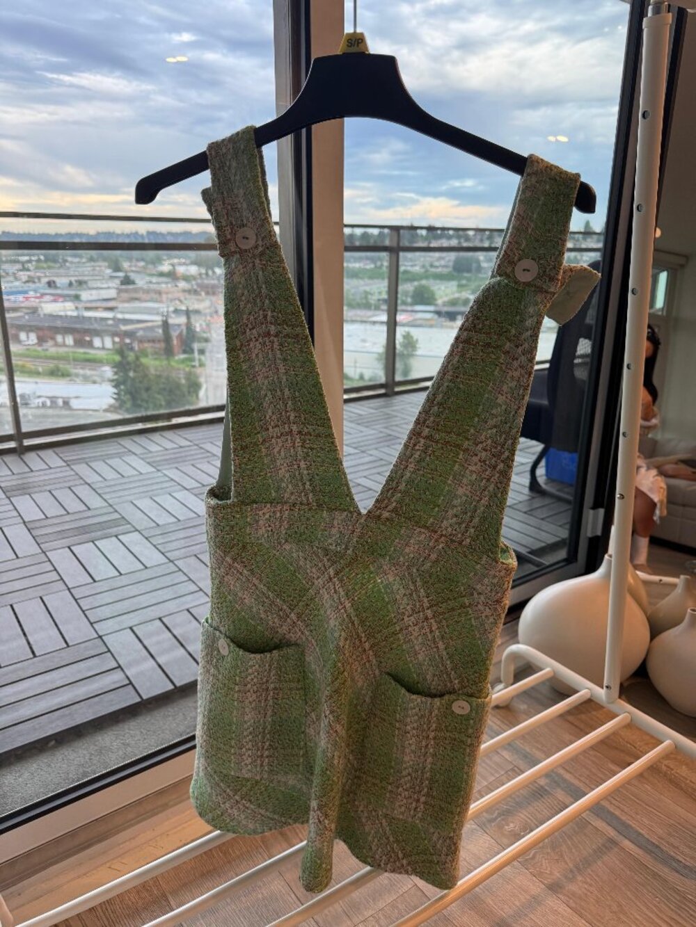 ZARA Green & Beige Textured dress
